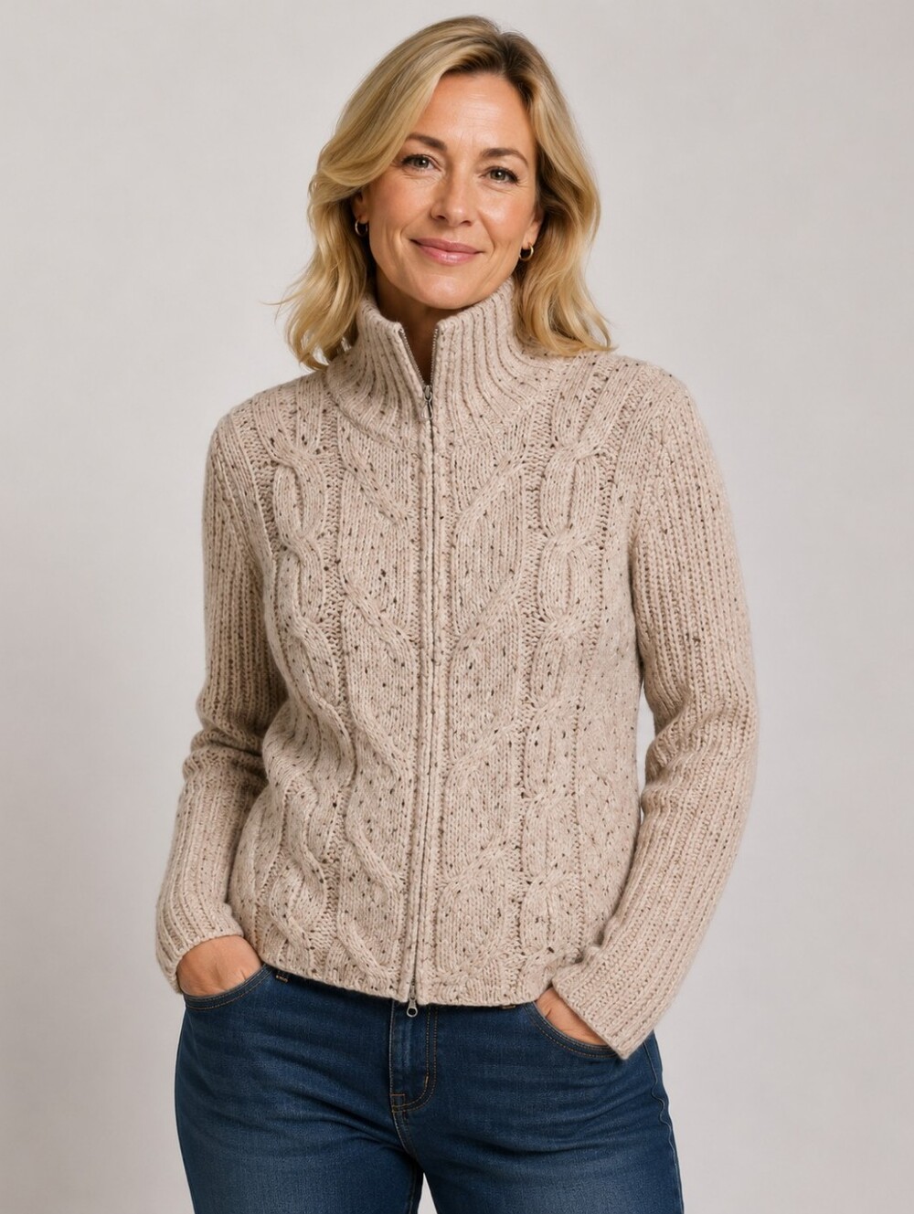 Zipper Front Knitted Sweater